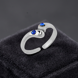 Anillo de Dedo de Plata de Ley 925 con Piedra Natural Azul, Diseño Geométrico, Hecho a Mano, Unisex, Ajustable, Hipoalergénico, Acabado Pulido, para Uso Diario - Product Image 3