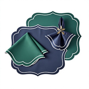Juego de Servilletas de Tela con Borde Festoneado, Reutilizables, Colores Personalizados para Bodas, Restaurantes, Venta al por Mayor - Product Image 1