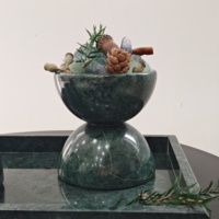 Brûleur d'encens et plateau en marbre vert moderne personnalisé pour l'intérieur, ensemble cadeau religieux pour la maison et l'hôtel, Ramadan