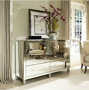 <span class=keywords><strong>Commode</strong></span> à <span class=keywords><strong>6</strong></span> <span class=keywords><strong>tiroirs</strong></span> en bois de pin miroir moderne de style parisien pour chambre à coucher, grande console de rangement - Product Image 1
