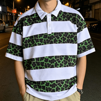 Ouna Clothing, fabricant de vêtements streetwear personnalisés, polos rayés à imprimé léopard, polos oversize de style rugby pour hommes, t-shirts polos carrés.