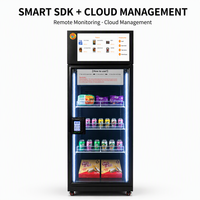 Distributeur automatique intelligent à reconnaissance faciale, technologie visuelle IA, réfrigérateur à porte unique pour snacks et boissons, kiosque en libre-service