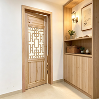 Japanese Style Solid Fir Lattice Timber Door Unfinished Wood Door for Courtyard Decoration