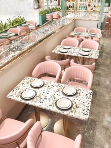 Restaurante Proyecto Muebles Cafetería <span class=keywords><strong>Bar</strong></span> Hamburguesa Tienda Rosa Terciopelo Restaurante Cabina Asientos - Product Image 3