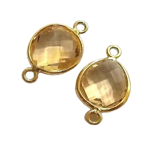 Connecteur à double anse faite main en argent sterling 925, serti à facettes, pour pierres précieuses de quartz citrine, composants de bijoux en or et argent - Product Image 1