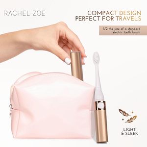 Brosse à dents électrique portable Rachel <span class=keywords><strong>Zoe</strong></span> pour adultes, fonctionne sur piles, compacte, étanche, housse de voyage incluse, 2 têtes de brosse amovibles incluses - Product Image 6