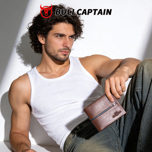 BULLCAPTAIN Men's Short <b>Wallet</b> Business Simple Fashion Soft Leather Youth Man <b>Wallet</b> RFID Genuine Cowhide Leather card <b>Holder</b> - Product Image 2