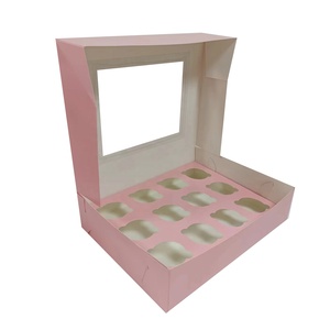 Boîte d'emballage <span class=keywords><strong>de</strong></span> dessert en mousse écologique Boîte <span class=keywords><strong>de</strong></span> papier pour pouding sucré Mini boîte d'emballage <span class=keywords><strong>de</strong></span> gâteau avec fenêtre en PVC - Product Image 1