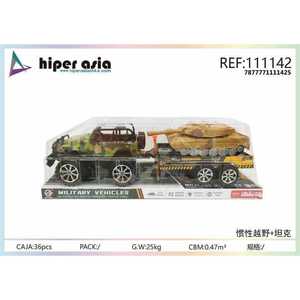 Commercio all'ingrosso veicolo militare giocattolo Set inerziale modello di trasporto per bambini funzione di attrito metallo e plastica camion & auto - Product Image 1