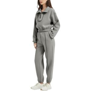 Womens <b>Sweat</b> <b>Set</b> Fleece 2 Piece Outfit Half Zip Pullover Sweatshirt Joggers Tracksuit <b>Sets</b> - Product Image 2