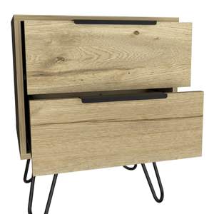 DB Modern Luxury European Style Skyoner 2 Nightstand con Harpin Legs Madera maciza Dos cajones Acabado en roble claro para dormitorio - Product Image 5