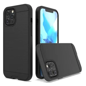 Casing Ponsel PC TPU 2 Dalam 1, Casing Telepon Genggam Motif OEM Sikat Tahan Lama untuk iPhone 11 12 Pro Max 13