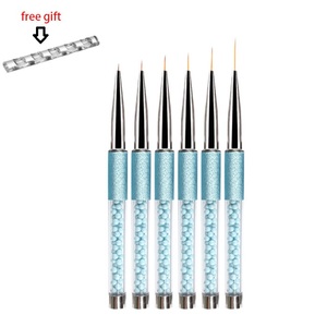 6pcs One <b>Set</b> Blue Pearl Decoration Handle <b>Paint</b> Brush Acrygel Nail Brush Nail Art Painting Gel Salon Manicure Brush <b>Set</b> - Product Image 2