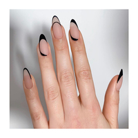 Faux Ongles en forme de cercueil noir, pointe française, couverture complète, haut Abs, mode luxe, brillant, à presser