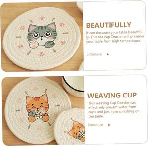 Mignon Kitty <span class=keywords><strong>chat</strong></span> boisson Boho coton corde tasse sous-verres pour boissons tapis absorbant tissé <span class=keywords><strong>manique</strong></span> bureau café - Product Image 4