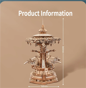 Boîte à musique en bois artisanale Chao Tong, modèle d'assemblage 3D, Future Sky Fantasy City, kit de construction de 14,37 pouces pour tous les âges - Product Image 4