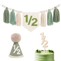 Décoration de gâteau d'anniversaire pour bébé, banderole de fête prénatale, couronne triangulaire, pour fête prénatale, 1er anniversaire, 1/2