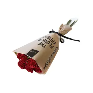 Custom Printing Waterproof Flower Bouquet Packaging Gift Kraft Paper Bag