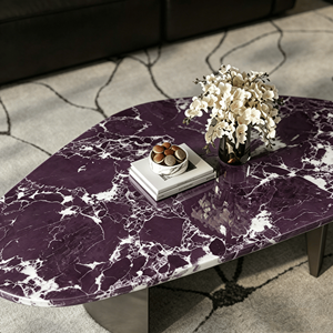 Table basse sculpturale en <span class=keywords><strong>quartz</strong></span> violet, artisanale, personnalisée, en pierre artificielle cannelée, style antique, moderne, de luxe, écologique pour hôtel - Product Image 5