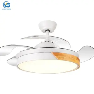 2043a ventiladores dobráveis de madeira sólida, 42, 36 polegadas, 110v, 220v, com lâmpada de luzes led