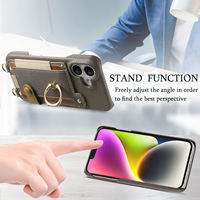 Tas ponsel selempang Diagonal pemegang kartu dompet ponsel tas tali ritsleting casing ponsel Funda untuk iPhone 16 15 14 Pro Max Plus