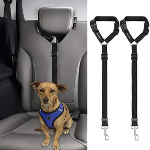 Ücretsiz örnek klip toka Tether 2-in-1 köpek araba emniyet kemeri kafalık Restraint ayarlanabilir yansıtıcı Pet güvenlik köpek koltuğu kemer