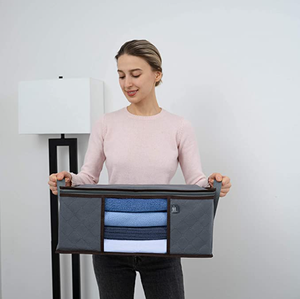 Sac de rangement pour vêtements de taille moyenne, 9,5 gallons, lot de 3, tissu épais avec poignée renforcée, forme suspendue, sac de rangement en feutre plastique - Product Image 5