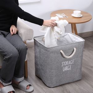 Thick Imitation Linen Storage <b>Basket</b> No Cover <b>Foldable</b> Fabric Organizer <b>Laundry</b> <b>Basket</b> for Clothes Toys - Product Image 2