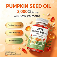 Suplemen Diet Minyak Biji Labu OEM Private Label Softgels 120 Kapsul 3000 mg dengan Saw Palmetto Cold Pressed