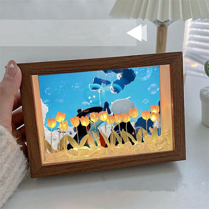 Photos personnalisées gratuites artificielles tulipe à la main veilleuses bricolage matériel chambre décor atmosphère lampe pour mariage saint valentin - Product Image 1