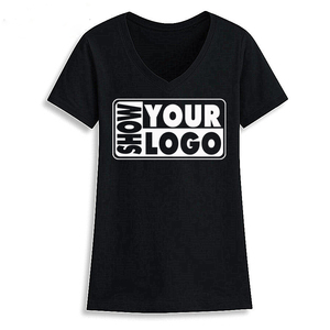 Camiseta con cuello en V para mujer, algodón <span class=keywords><strong>americano</strong></span> 100%, estampado personalizado, transpirable, antibolitas, informal, etiquetas gratis, etiquetas colgantes, modelo 63V00L - Product Image 1