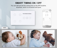 MakeGood UK 147x86MM Tuya App Smart Life Control Surveillance de l'alimentation WIFI 4 gangs et ventilateur tactile Combo Interrupteur mural