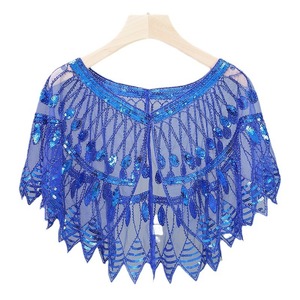 Vestido de Fiesta Retro Europeo Americano de los Años 20, de Poliéster con Puntos, para Banquete, Boda, con Capa, Vestido de Noche, Chal de Lentejuelas para Mujer - Product Image 4