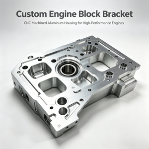 Custom Precision CNC Machined Billet Aluminum Engine Block Side Cover Ultra-Lightweight Skeletonized Bearing Support Housing - Product Image 1