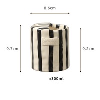 Tasse à café en céramique peinte à la main de style européen vintage 300 ml à rayures sous glaçure Mug pour le petit-déjeuner à la maison Lait Jus Café