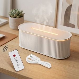 Diffuseur d'arômes et humidificateur 300 ml ABS PP, fonctionnement silencieux, 7 couleurs, effet flamme - Product Image 1