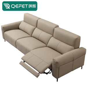 Divano divano divano moderno in metallo reclinabile per soggiorno, color crema, vera pelle sintetica, divano reclinabile - Product Image 4