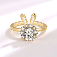 Nouveau cadeau de Pâques lapin cubique lapin anneau réglable rotatif pour femmes filles adolescents