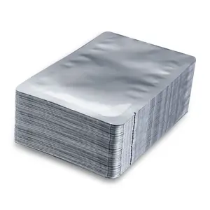 Custom Silver Food Grade Vacuum Heat Sealable Aluminum Foil Bag Open Top Foil Pouches Bulk Food Storage Bags Retort Pouch