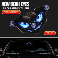 Lampe LED Solaire pour Vitre de Voiture Effet Œil de Démon, Induction Vibratoire Dynamique, Avertisseur de Frein Arrière, Lampe Ambiante Sans Fil à Ventouse, Yeux de Diable