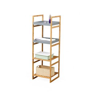 Estante de Almacenamiento Gris Resistente de 4 Niveles, Estantería de Bambú para Cocina, Baño, Sala de Estar - Product Image 4