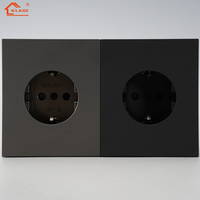 Interrupteurs muraux et prises ultra-minces à bouton-poussoir EU 1/2 Gang 1 voie avec prise de courant Schuko 10A, design moderne et luxueux durable