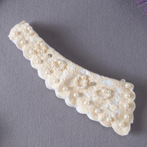 Champagne White Pearl Beaded Lace Stand Up Fake Lace Collar para <span class=keywords><strong>camisa</strong></span> de <span class=keywords><strong>mujer</strong></span> - Product Image 3