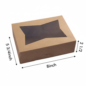 แฟ้มกระดาษคราฟท์รีไซเคิลพิมพ์ลายตามสั่ง เคลือบยูวี พร้อมหน้าต่างใส ปั๊มนูน สำหรับขายส่ง ใช้สำหรับเบเกอรี่และขนมอบ - Product Image 1