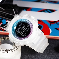 Montre de sport numérique SMAEL 8082, boîtier en plastique, affichage LED/LCD en silicone, résistance à l'eau 50 bars, alarme, chronographe lumineux, chronomètre