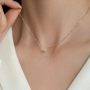 RINHOO Collana con ciondolo a forma di cuore con zirconi, minimalista e lussuosa, placcata in oro 18 carati, catena per clavicola, per donna, gioielli da matrimonio - Product Image 3