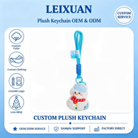 Porte-clés en peluche bonhomme de neige de Noël, avec dragonne bleue tressée portable et pendentif brodé en forme de bonhomme de neige, pour collection de clés