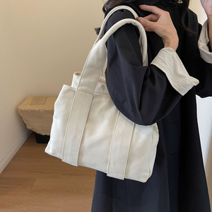 Bolso de lona de doble diseño, cierre de cremallera, gran capacidad, logotipo personalizado impreso, bordado de Color sólido para viajes de Yoga para el verano - Product Image 4