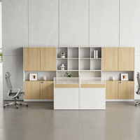 Bureau financier écologique E0 avec armoire haute, poste de travail face à face, table d'ordinateur pour comptable, cloison de séparation pour poste de travail individuel