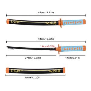 Venta al por mayor 45cm Anime japonés Demon Slayer Real Nichirin Blade <span class=keywords><strong>Shinobu</strong></span> <span class=keywords><strong>Kocho</strong></span> Katana espada Original Metal con soporte <span class=keywords><strong>de</strong></span> plástico - Product Image 2